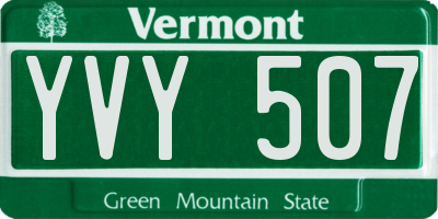 VT license plate YVY507