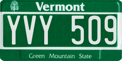 VT license plate YVY509