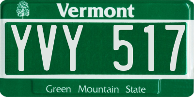 VT license plate YVY517