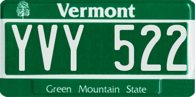 VT license plate YVY522