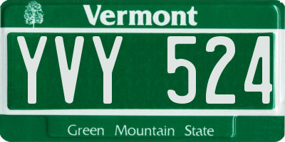 VT license plate YVY524
