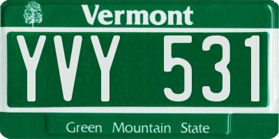 VT license plate YVY531