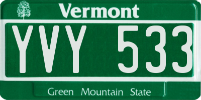 VT license plate YVY533