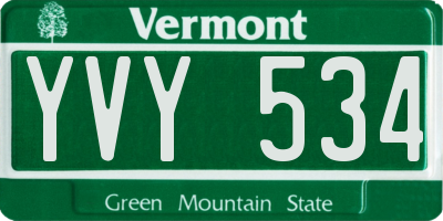 VT license plate YVY534