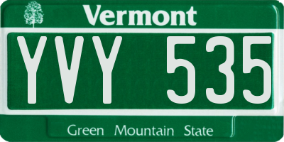 VT license plate YVY535