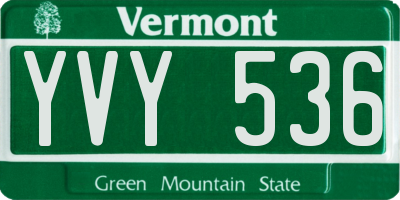 VT license plate YVY536