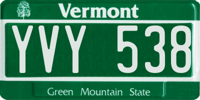 VT license plate YVY538