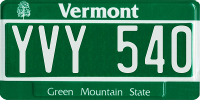 VT license plate YVY540