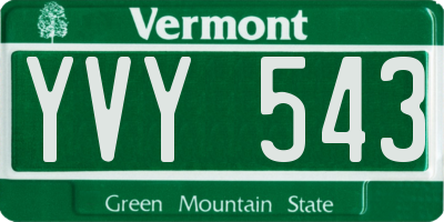 VT license plate YVY543