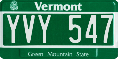 VT license plate YVY547
