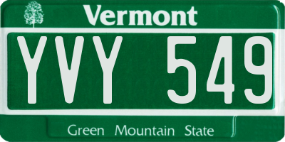VT license plate YVY549
