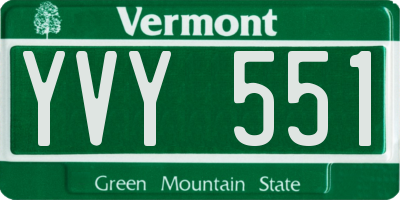 VT license plate YVY551