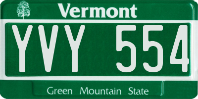 VT license plate YVY554