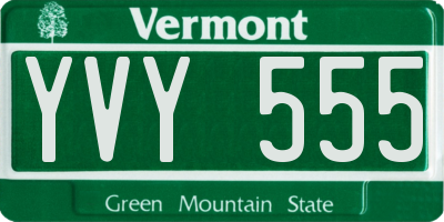 VT license plate YVY555