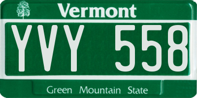 VT license plate YVY558