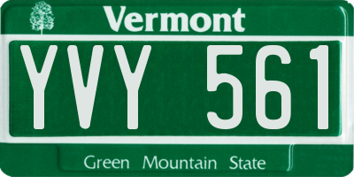 VT license plate YVY561