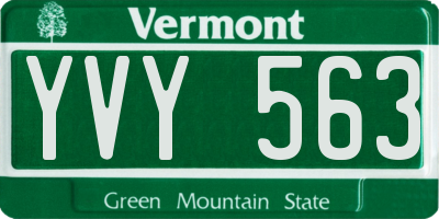 VT license plate YVY563