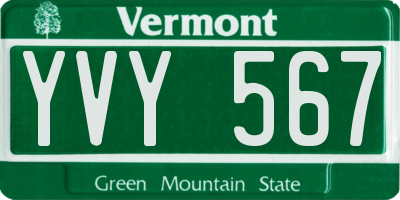 VT license plate YVY567