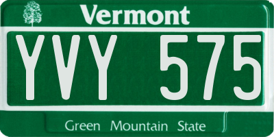 VT license plate YVY575