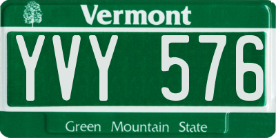 VT license plate YVY576