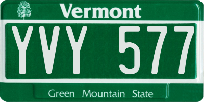 VT license plate YVY577