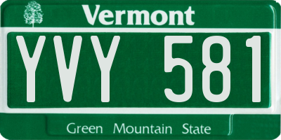 VT license plate YVY581