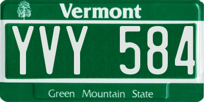 VT license plate YVY584