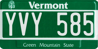 VT license plate YVY585