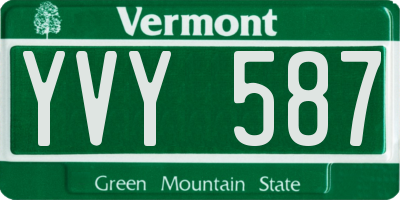 VT license plate YVY587