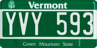 VT license plate YVY593