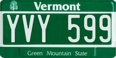 VT license plate YVY599