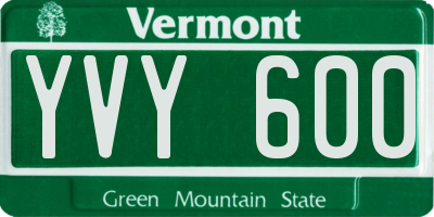 VT license plate YVY600
