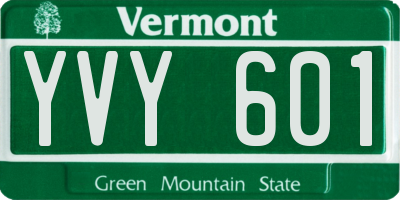 VT license plate YVY601