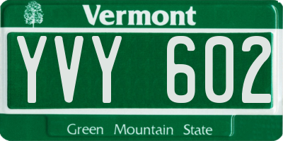 VT license plate YVY602