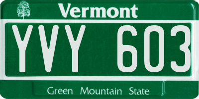 VT license plate YVY603