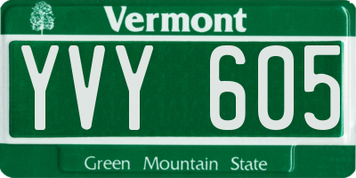VT license plate YVY605