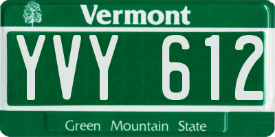 VT license plate YVY612