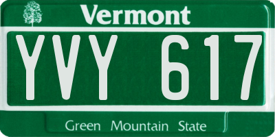 VT license plate YVY617
