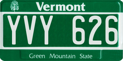 VT license plate YVY626