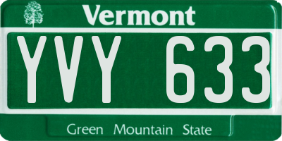VT license plate YVY633