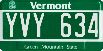 VT license plate YVY634