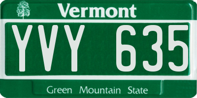 VT license plate YVY635