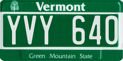 VT license plate YVY640