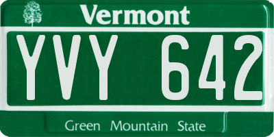 VT license plate YVY642