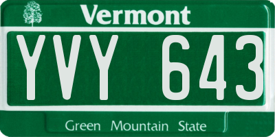 VT license plate YVY643