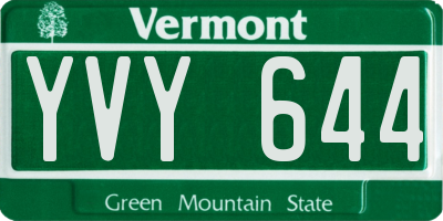 VT license plate YVY644
