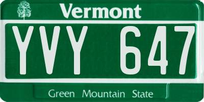VT license plate YVY647