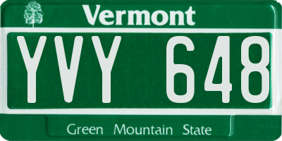 VT license plate YVY648