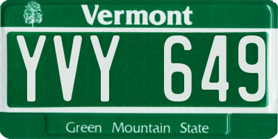 VT license plate YVY649