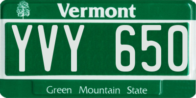 VT license plate YVY650